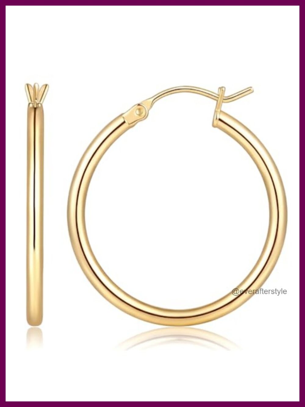 14K Gold Plated Hypoallergenic Hoop Earrings for Women, 25mm